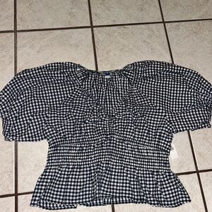 Old Navy Blue and White Checkered Blouse